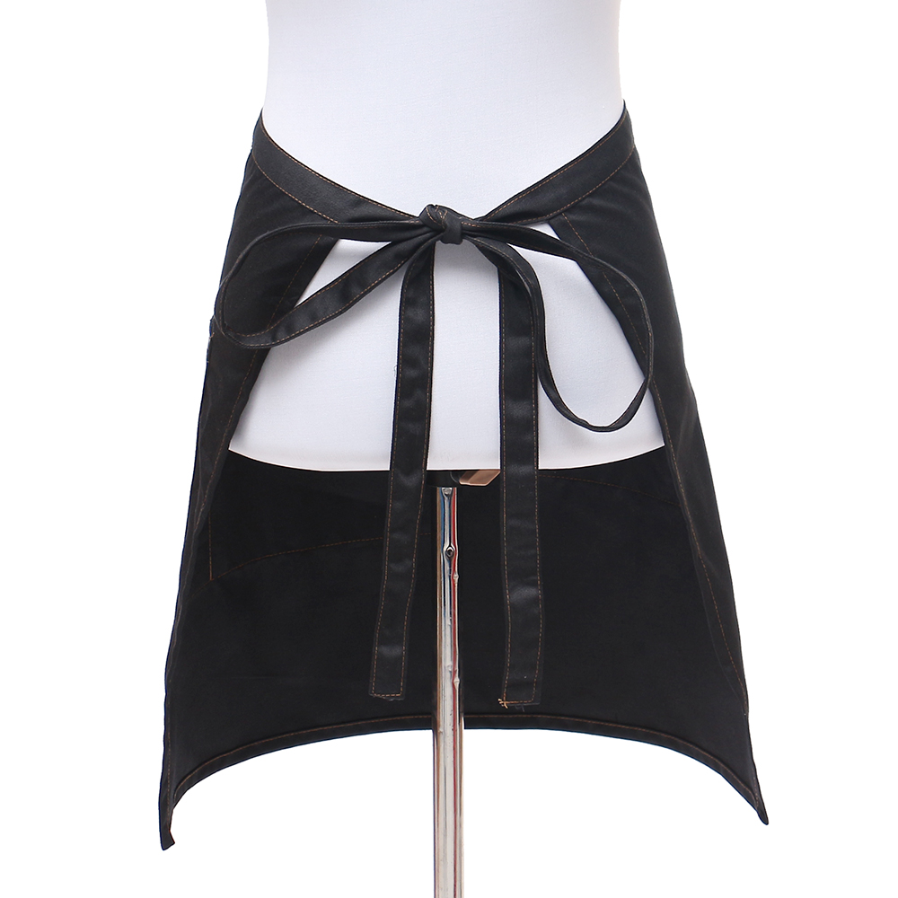Oce 카페 유니폼 하프 미니 앞치마 (블랙) 패션 에이프런 작업복 미니 겉치마 허리 쉐프 반 앞치마