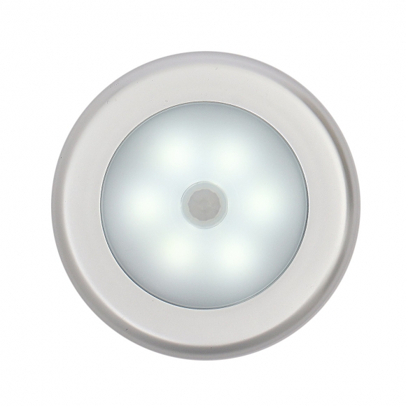 동작감지 원형 LED 무선 센서등(백색) (실버)