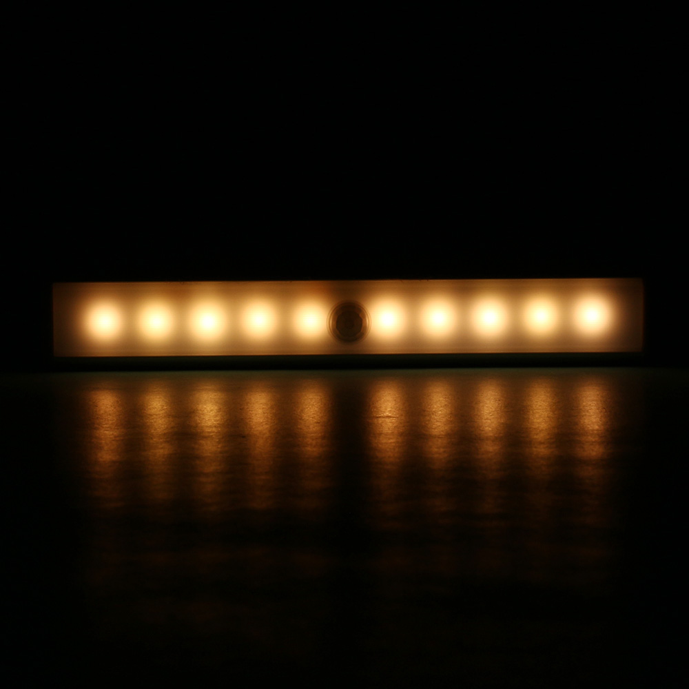 Oce 무선 센서등 접착식 LED 막대 조명 웜색 10구 데크 베란다 벽조명 붙이는 벽등 안방 무드등