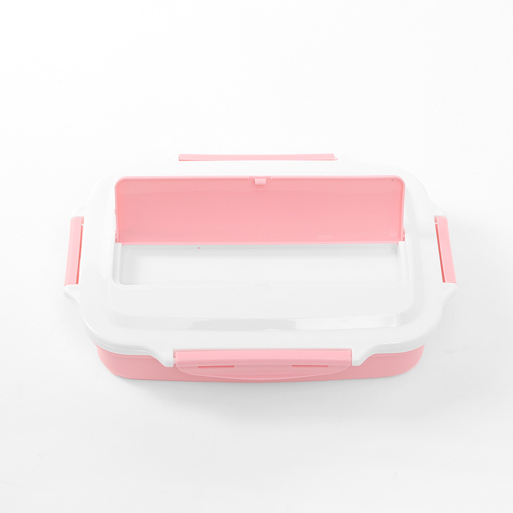 Oce FDA 수저 수납 항균 칸막이 밀폐 도시락통 4칸 핑크 직장인 도시락통 식판 사각 런치백 food container