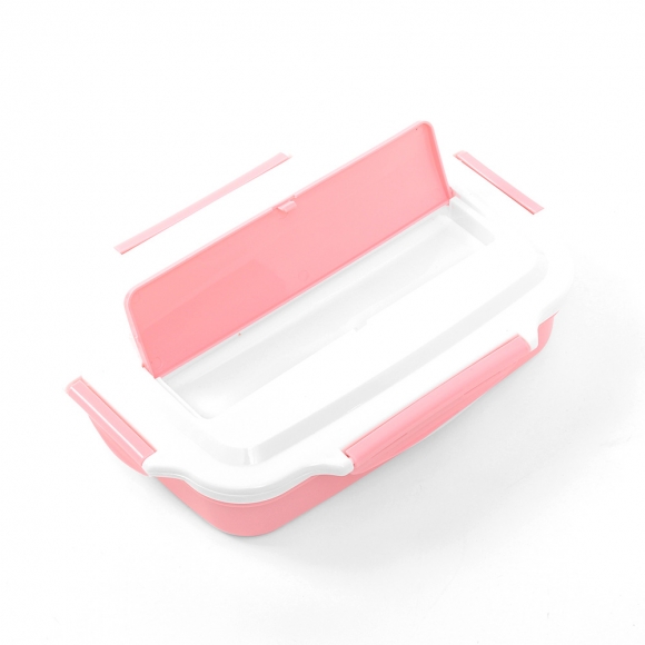 해피런치 수저통 4구 식판도시락(PP) (핑크)