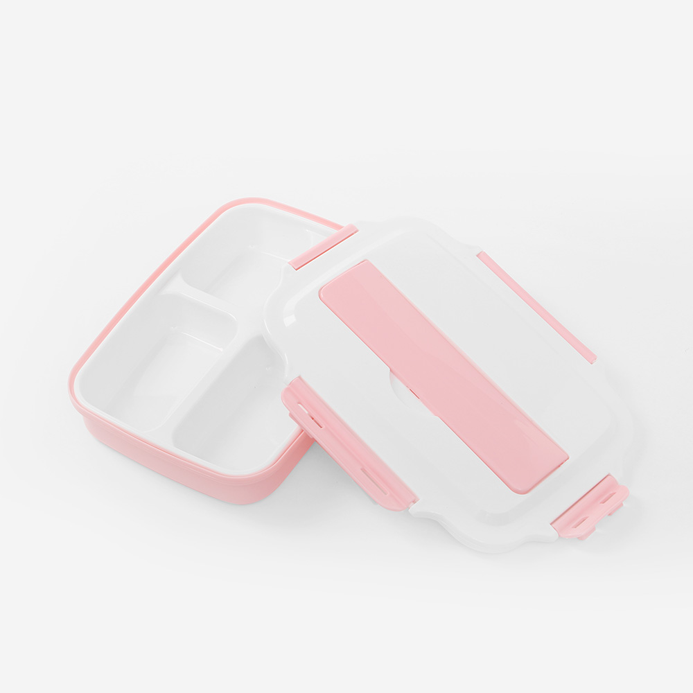 Oce FDA 수저 수납 항균 칸막이 밀폐 도시락통 4칸 핑크 직장인 도시락통 식판 사각 런치백 food container