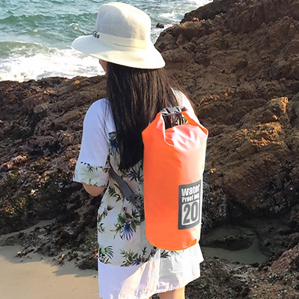 Oce PVC 방수 비치백 비치 백팩 20L 오렌지 수영 수영복 가방 운동복 헬스 썸머 가방 바캉스 해변  비닐가방