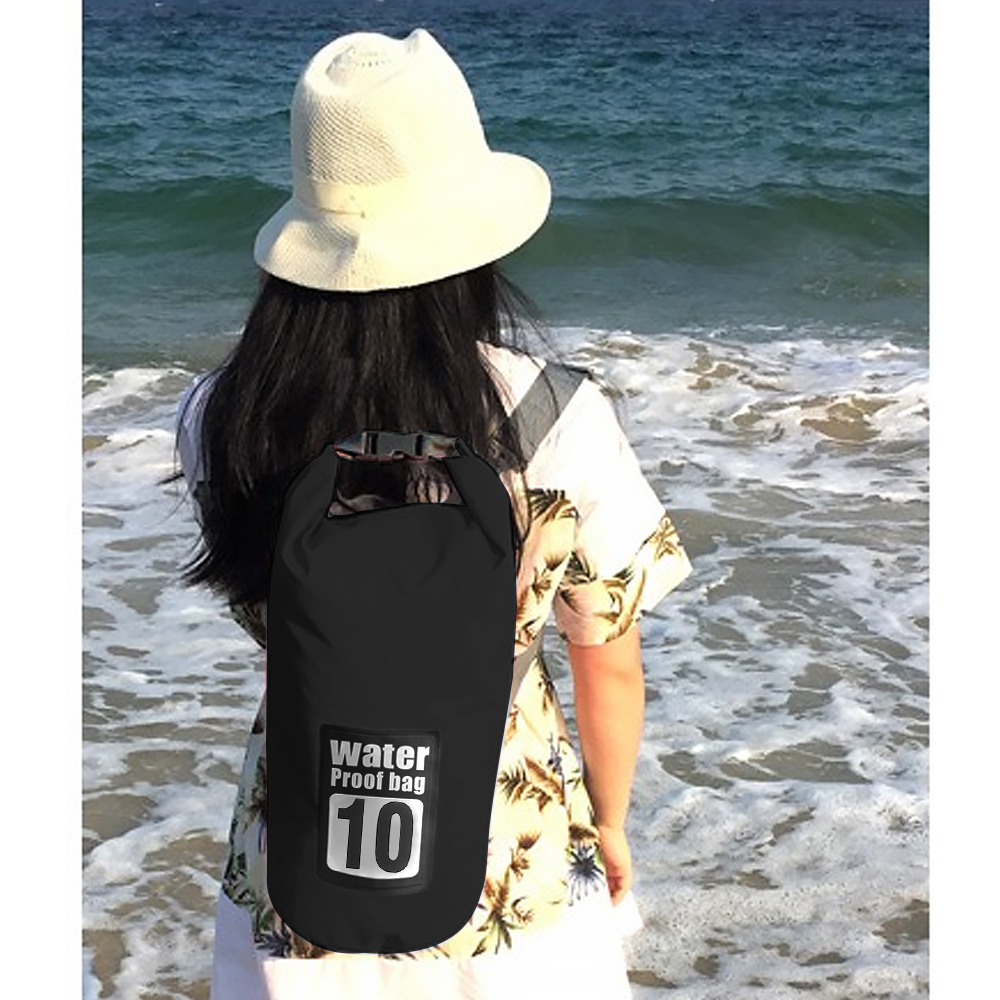 Oce PVC 방수 비치백 비치 백팩 10L 블랙 여름 물놀이 숄더백 수영 수영복 가방 아쿠아 드라이 백
