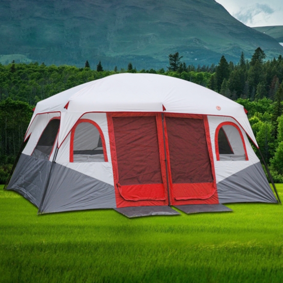 12인용 온가족캠핑 투룸 대형 텐트(레드)