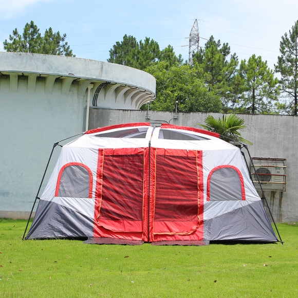 12인용 온가족캠핑 투룸 대형 텐트(레드)