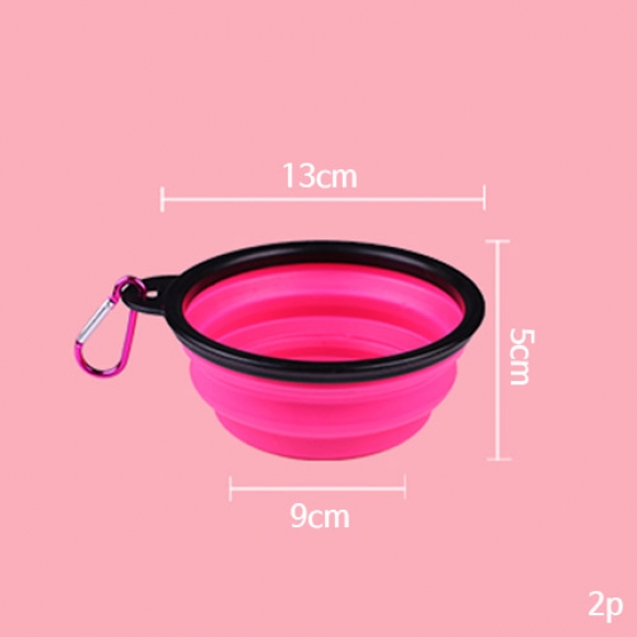 반려동물 접이식 밥그릇 2p세트(13cmx5cm) (핑크)