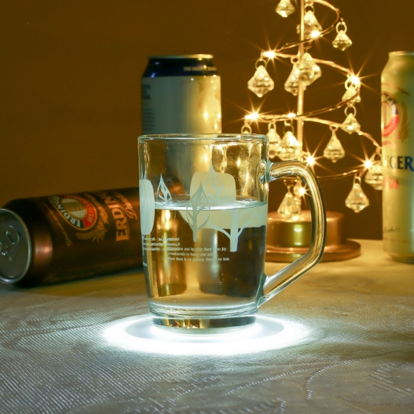 홈파티 원형 LED 컵받침(10x10cm) (퓨어화이트)