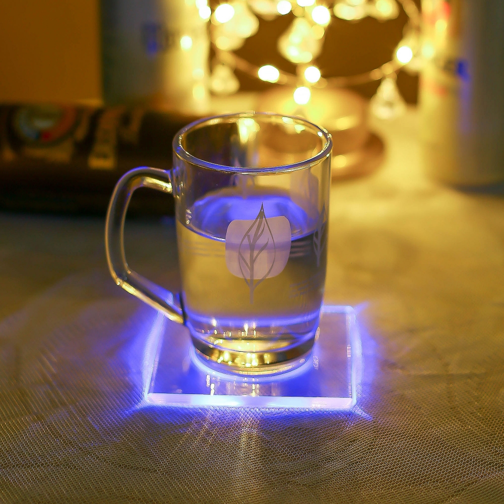 Oce 사각 홈파티 술잔 받침 LED 코스터 10x10 컬러 술파티 용품 하이볼 거치대 컵 조명