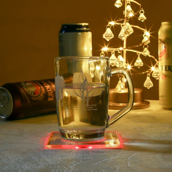 홈파티 사각 LED 컵받침(10x10cm) (컬러)