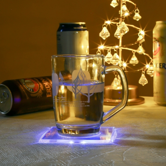 홈파티 사각 LED 컵받침(10x10cm) (컬러)
