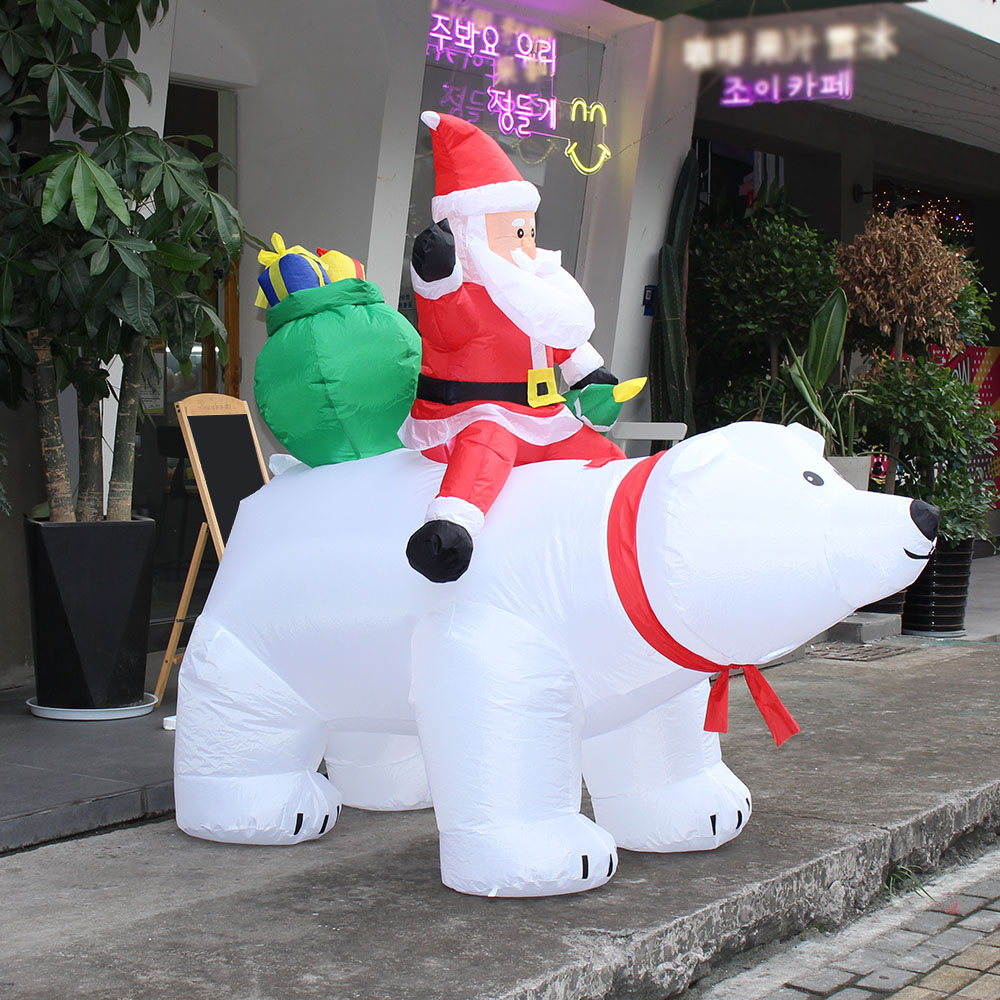 170cm LED 에어벌룬 대형 산타와 북극곰 인형소품 크리스마스인테리어