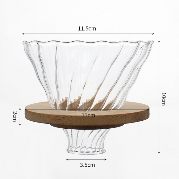 우드홀더 유리 커피 드리퍼(11.5x10cm)