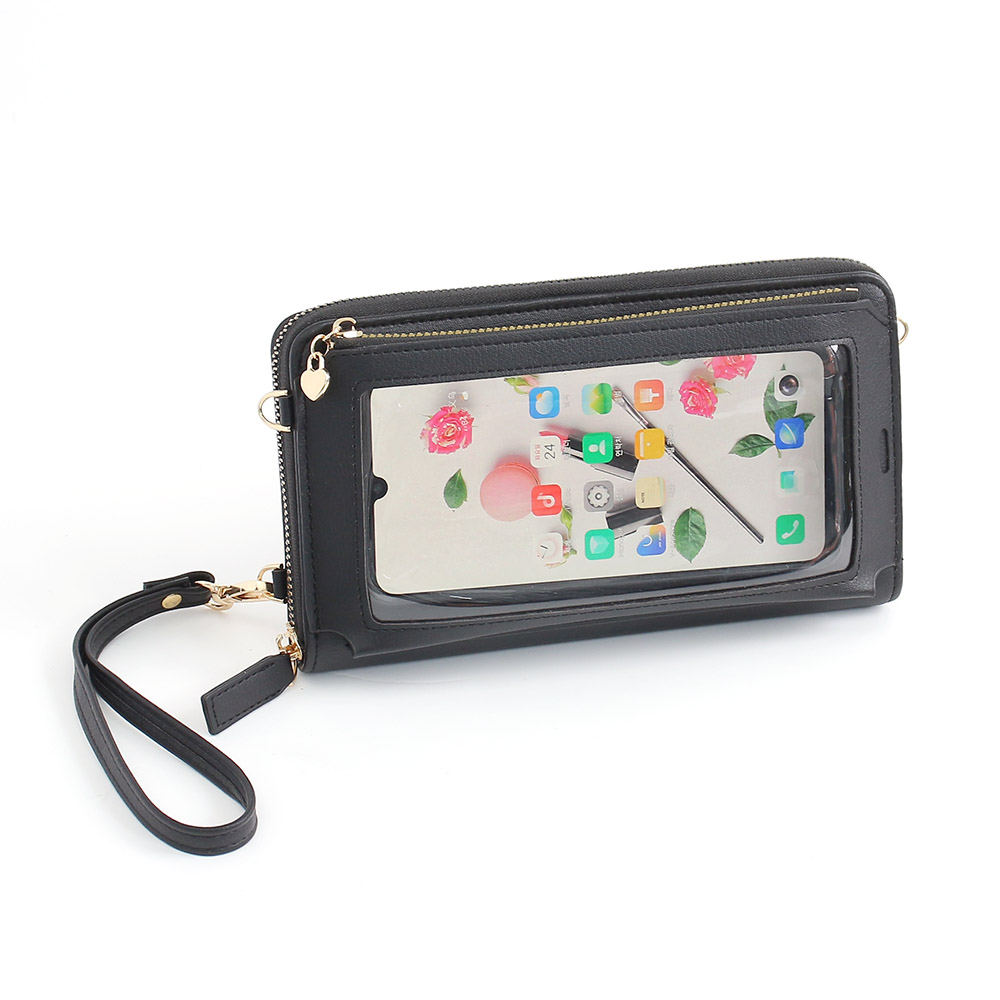 Oce 투명창 사이드백 휴대폰 크로스백 블랙 손가방 핸드폰 포켓 소형 아이폰 가방
