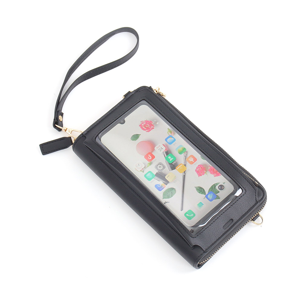 Oce 투명창 사이드백 휴대폰 크로스백 블랙 손가방 핸드폰 포켓 소형 아이폰 가방