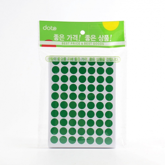 10mm 컬러 원형 스티커 60매세트(그린)
