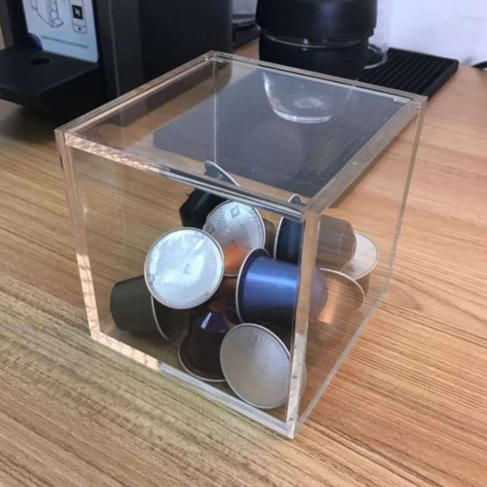 Oce 투명 아크릴 케이스 캡슐 커피 보관함 15x15cm 수납수납장 프라스틱통 문구박스