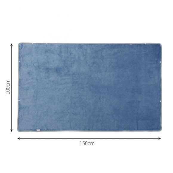 똑딱이단추 이중 극세사 망토 담요(100x150cm) (블루)