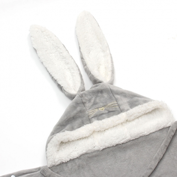 토끼 후드 망토담요(그레이) (150x125cm)