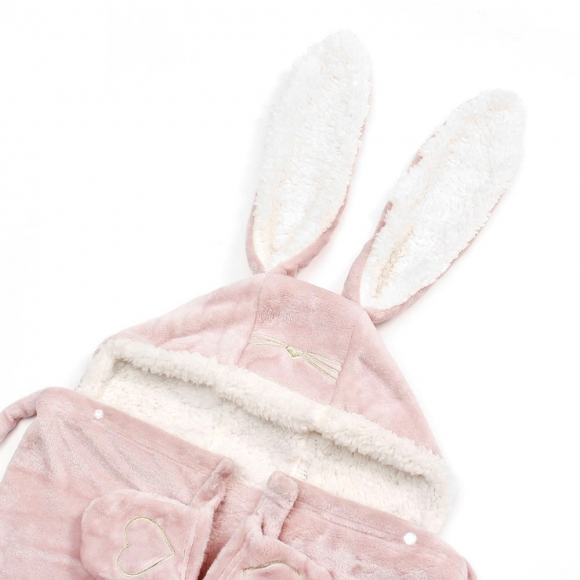 토끼 후드 망토담요(핑크) (140x125cm)