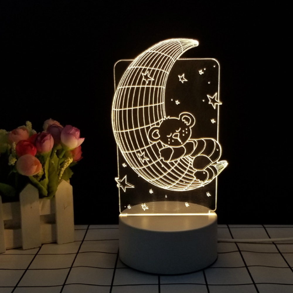 Oce LED 인테리어 스탠드 곰별달 모형 조명 동화 3D 무드등 레트로 모형 테이블 분위기