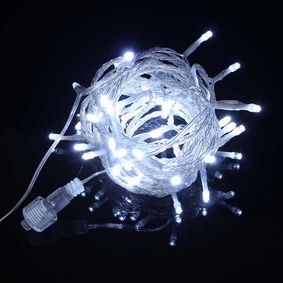 [은하수] 50구 투명선 LED 백색 지니전구(5M) (전원잭포함) (연결가능)