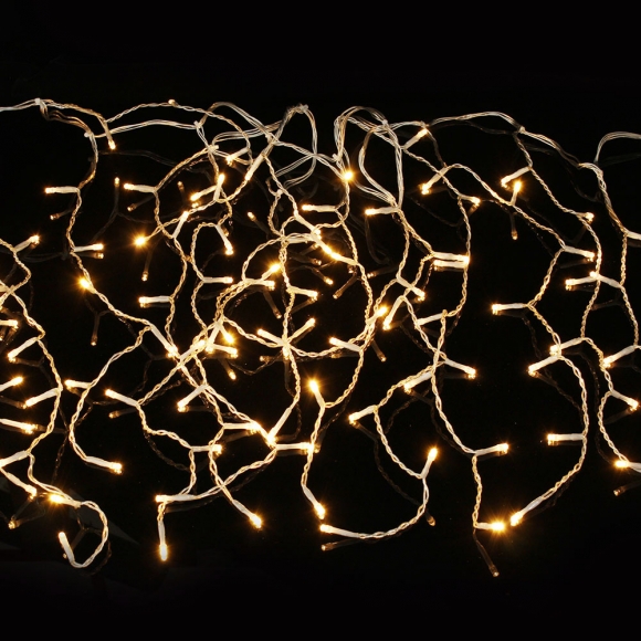 [은하수] 150구 투명선 LED 고드름 웜색 지니전구(2M) (전원잭포함) (연결가능)