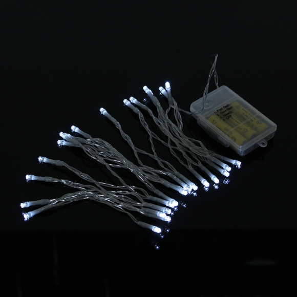 [은하수] 30구 투명선 피켓 LED 백색전구(2.7m) (건전지형) (40~60cm트리용)