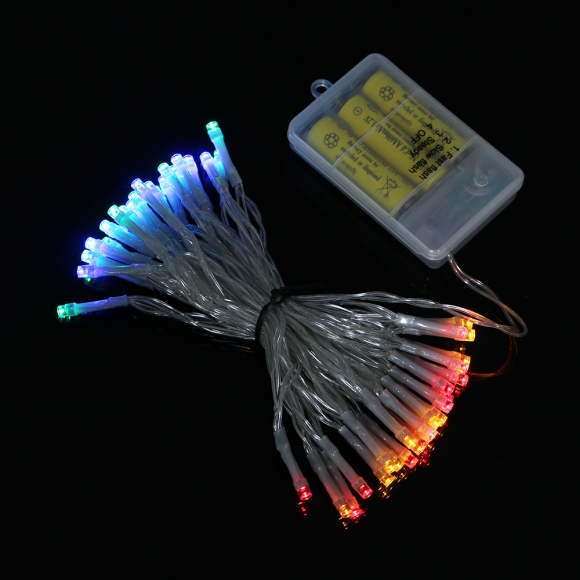 [은하수] 50구 투명선 피켓 LED 칼라전구(5M) (건전지형) (90cm트리용)