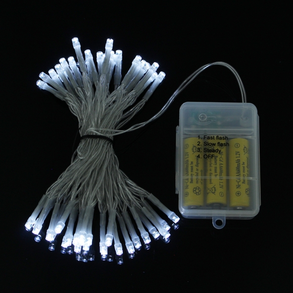 [은하수] 50구 투명선 피켓 LED 백색전구(5M) (건전지형) (90cm트리용)