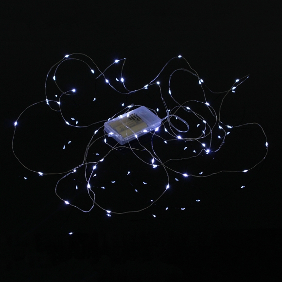 [은하수] 50구 LED 드럼 와이어 전구(5M) (백색) (건전지형)
