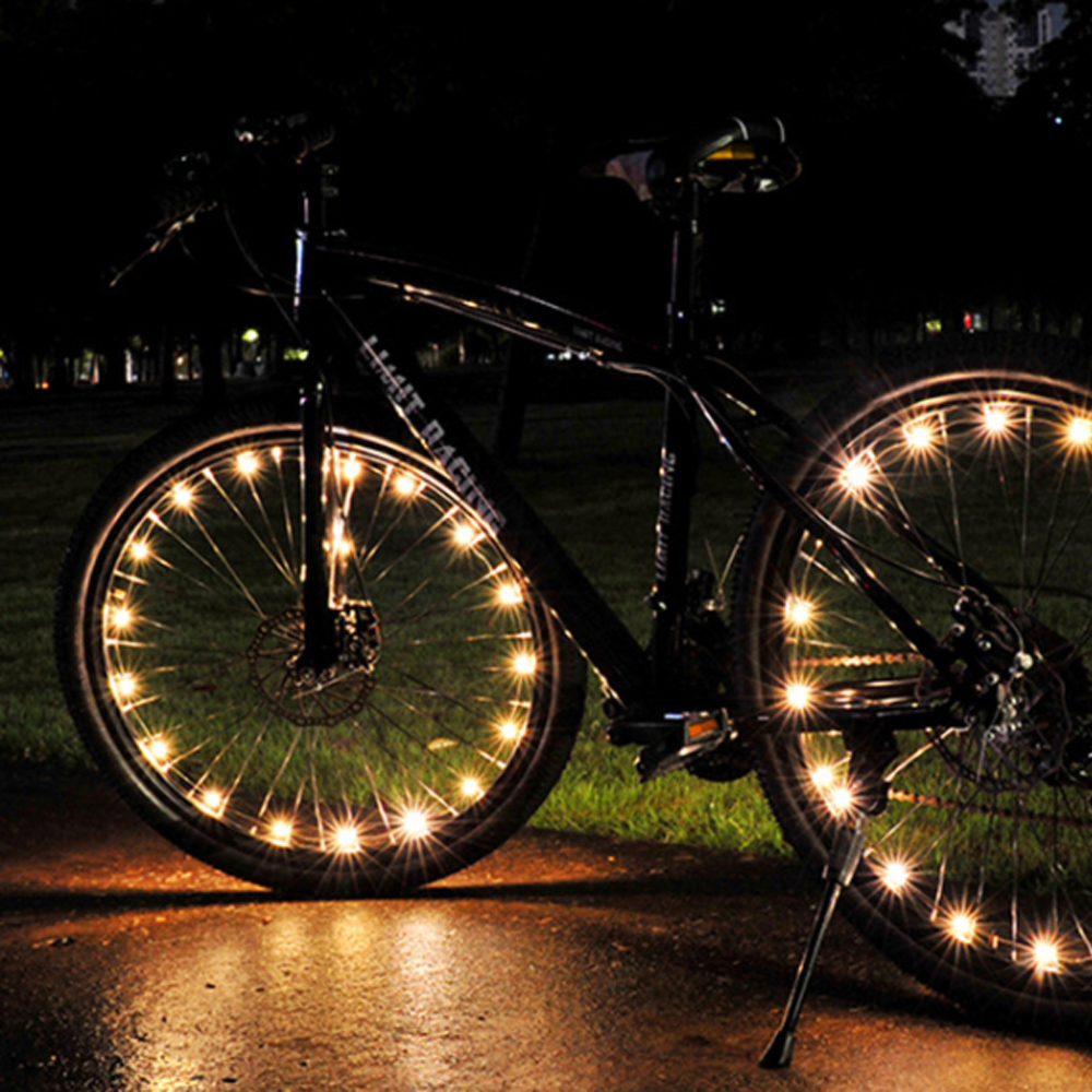 와이어 LED 자전거 휠라이트 플래시-옐로우 야광 후레쉬 형광 플래쉬 점멸등 야간등