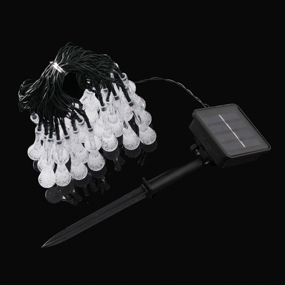 태양광 LED 30구 물방울 가랜드 전구(4m) (백색)