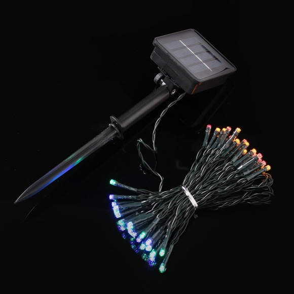 태양광 50구 검정선 LED 컬러 전구(5m)