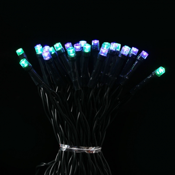 태양광 50구 검정선 LED 컬러 전구(5m)