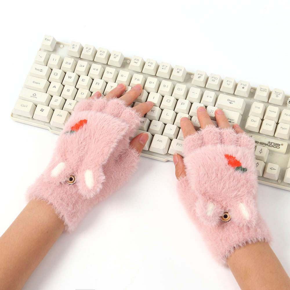 Oce 퍼 사무실 컴퓨터 오픈 벙어리 장갑 핑크 방한 핑거 융 워머 오피스 글로브 방한 용품