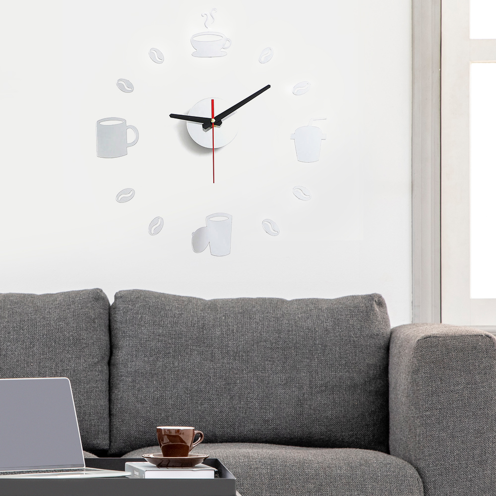 Oce 카페 월데코 벽 디자인 시계 실버 월아트 무브먼트 거실 장식 소품 홈카페 만들기