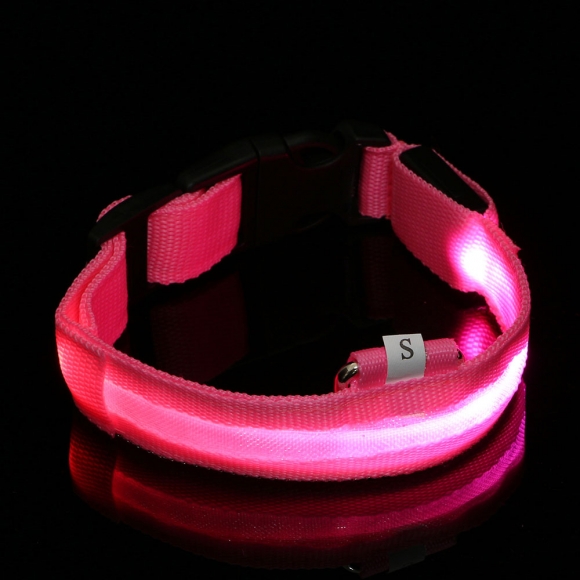 LED 애견 강아지 목줄(S) (핑크)
