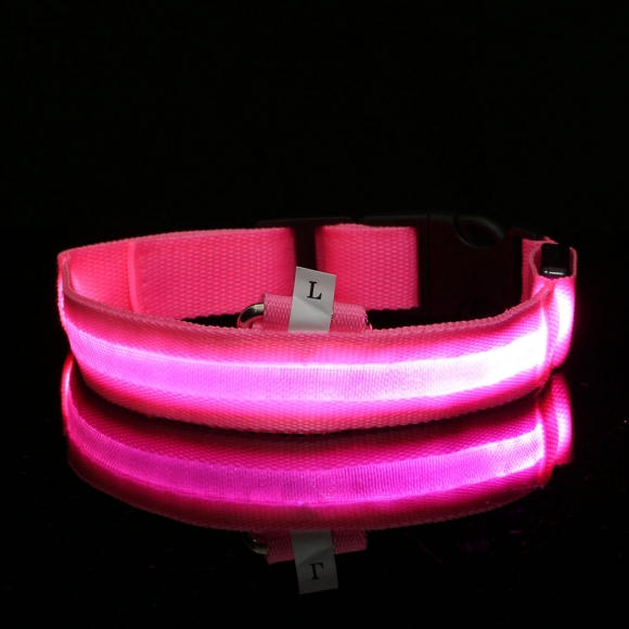 LED 애견 강아지 목줄(L) (핑크)