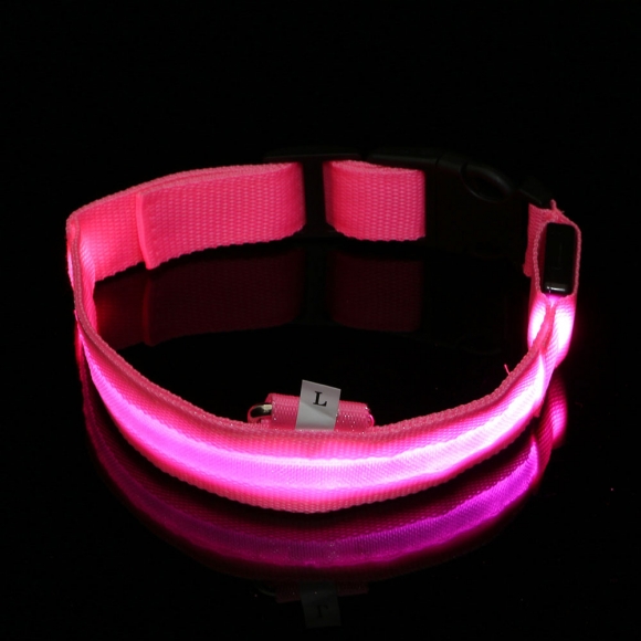 LED 애견 강아지 목줄(L) (핑크)