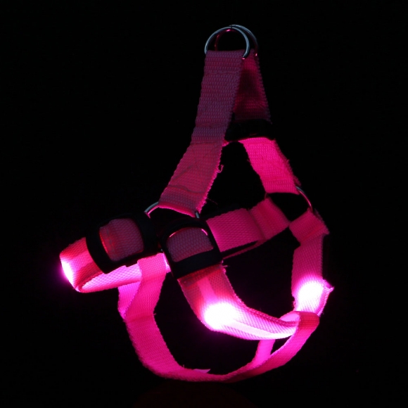 LED 강아지 하네스 가슴줄(S) (핑크)