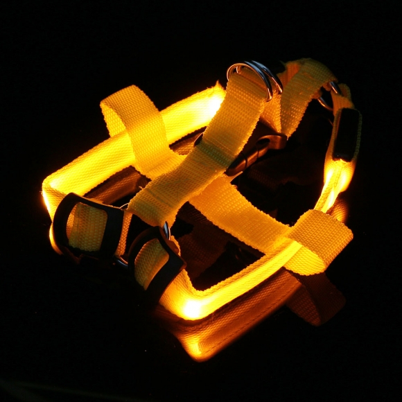 LED 강아지 하네스 가슴줄(S) (옐로우)
