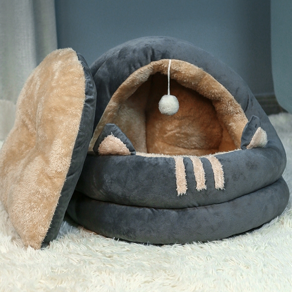 러브펫 고양이 쿠션방석 동굴하우스(40cm) (그레이)
