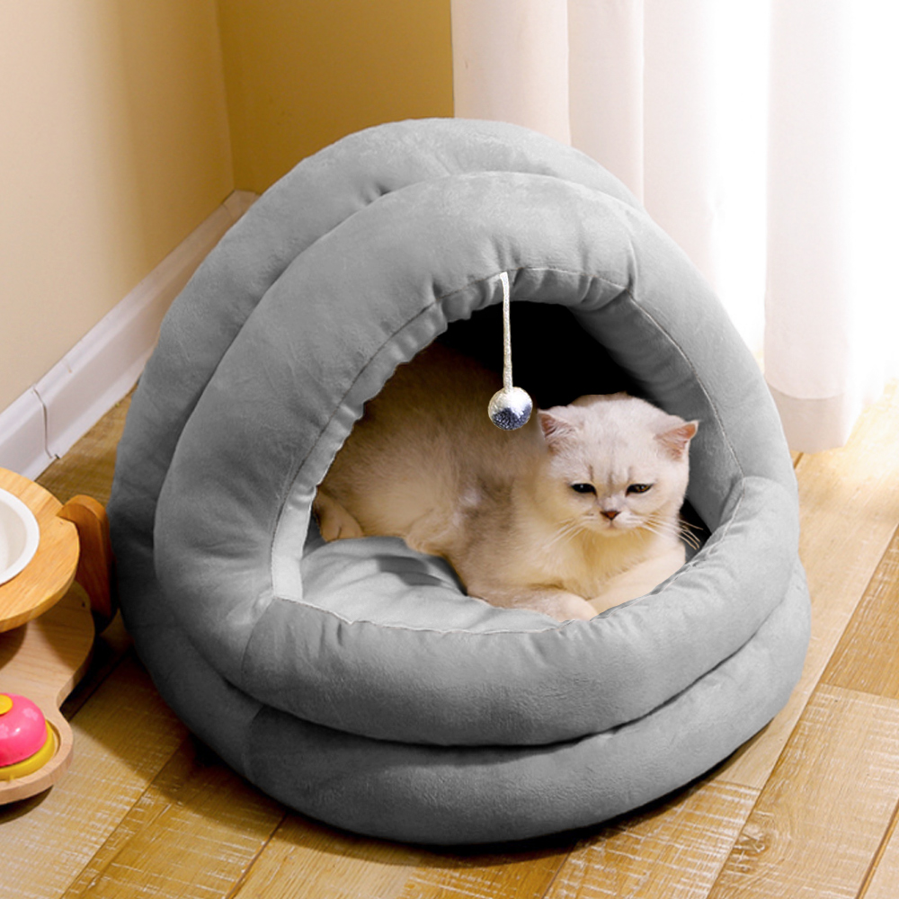 Oce 3.6kg이하 포근한 강아지 고양이 방 그레이 반려동물 동굴 집 애완견 방석 캔넬 개 방석 침대
