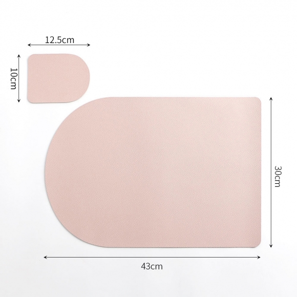 모던홈 양면 가죽 식탁매트+컵받침(핑크+다크그레이)