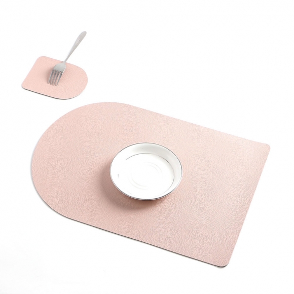 모던홈 양면 가죽 식탁매트+컵받침(핑크+다크그레이)