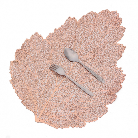 테이블데코 나뭇잎 식탁매트 2p세트(로즈골드)