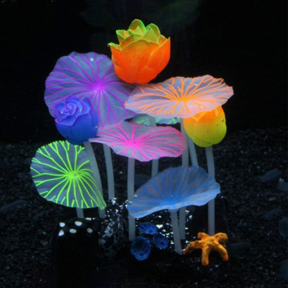 Oce 수족관 용품 어항 레이아웃 야광 인공 수초(연꽃) 피쉬볼인테리어 베타수초이끼 베타침대