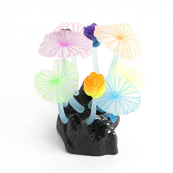 수족관 꾸미기 야광 인조수초(연꽃)