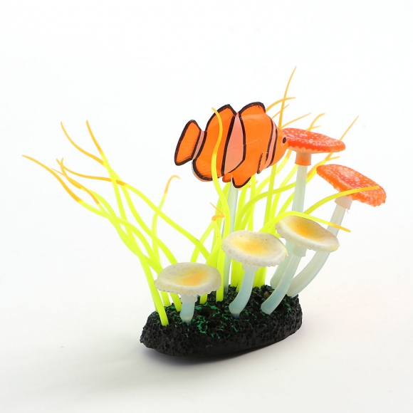 수족관 꾸미기 야광 인조수초(흰동가리)
